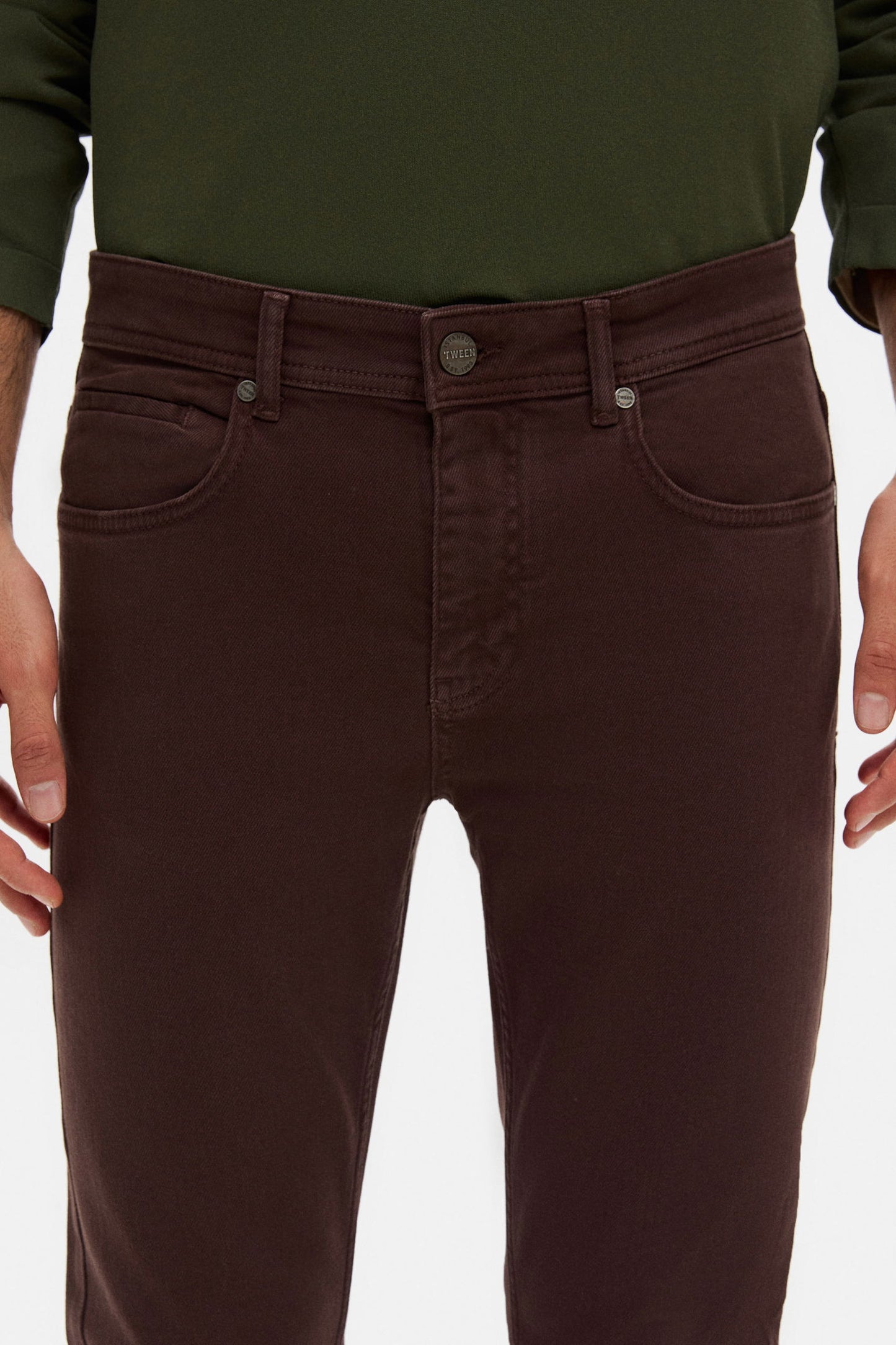 Tween Relaxed Fit Kahverengi Denim Pantolon