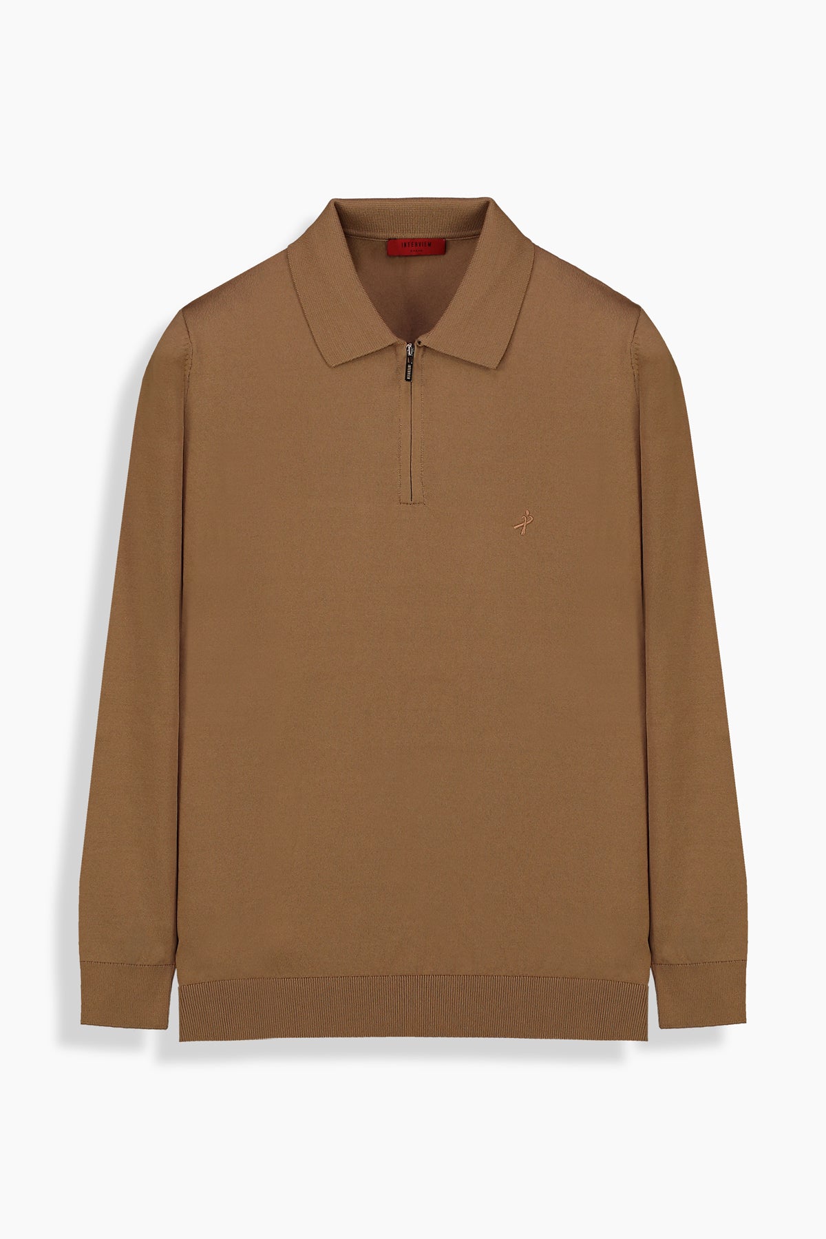 Polo Yaka Fermuarlı Mocha Triko