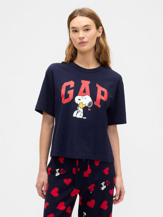 Lacivert Peanuts Boxy Gap Logo T-shirt