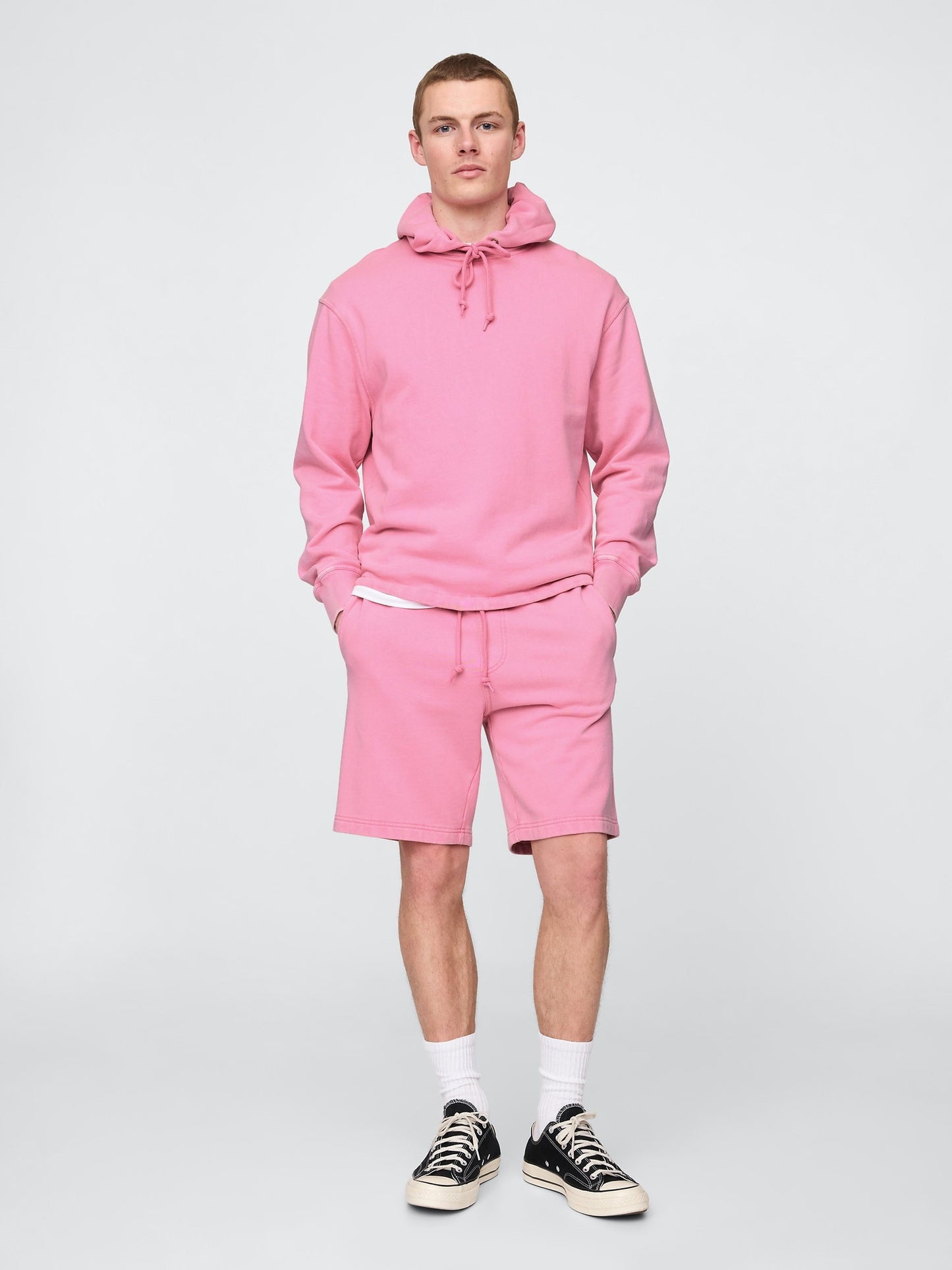 Pembe Heavyweight Fransız Havlu Kumaş Şort