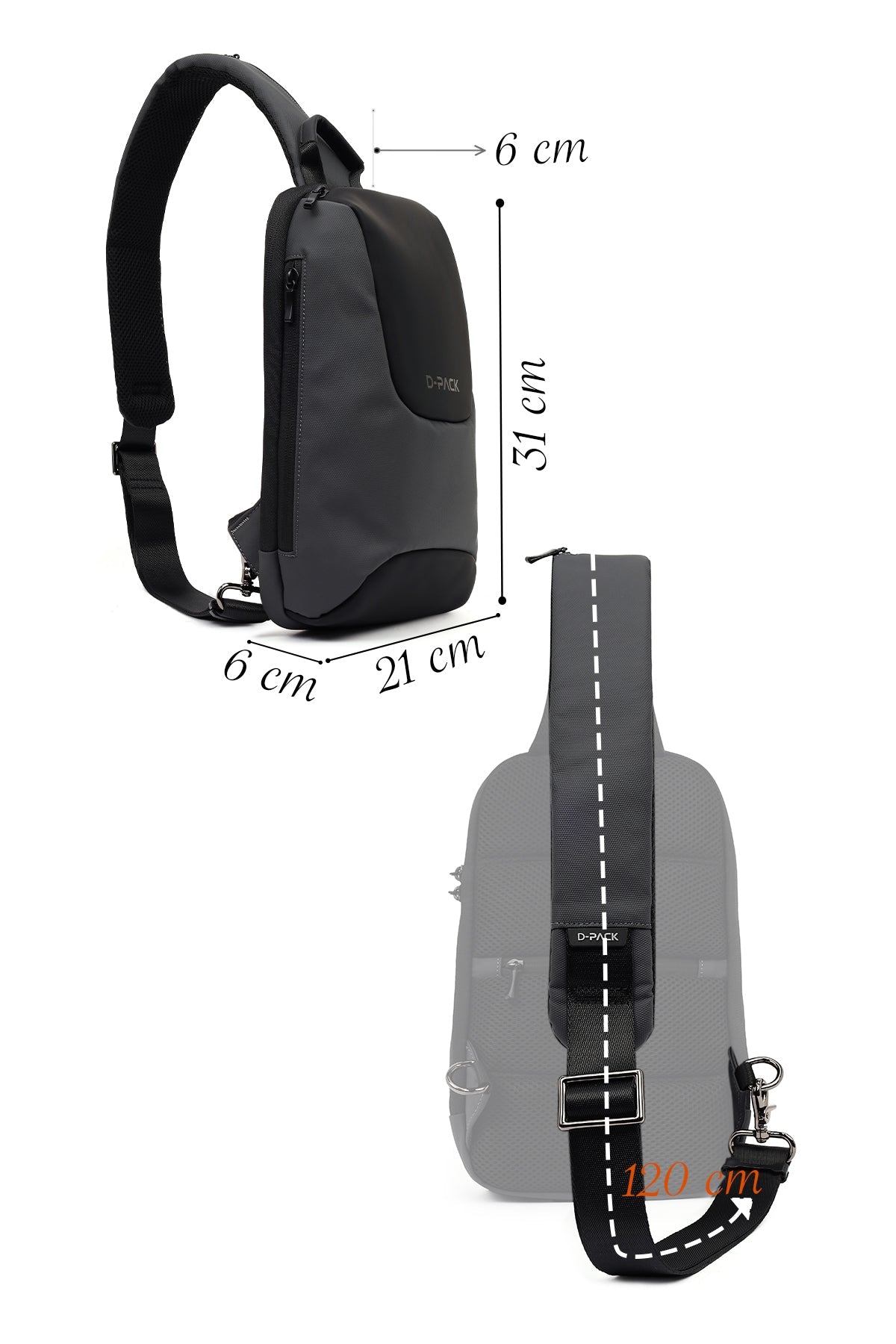 D-pack Erkek Gri Teknolojik Çapraz Çanta
