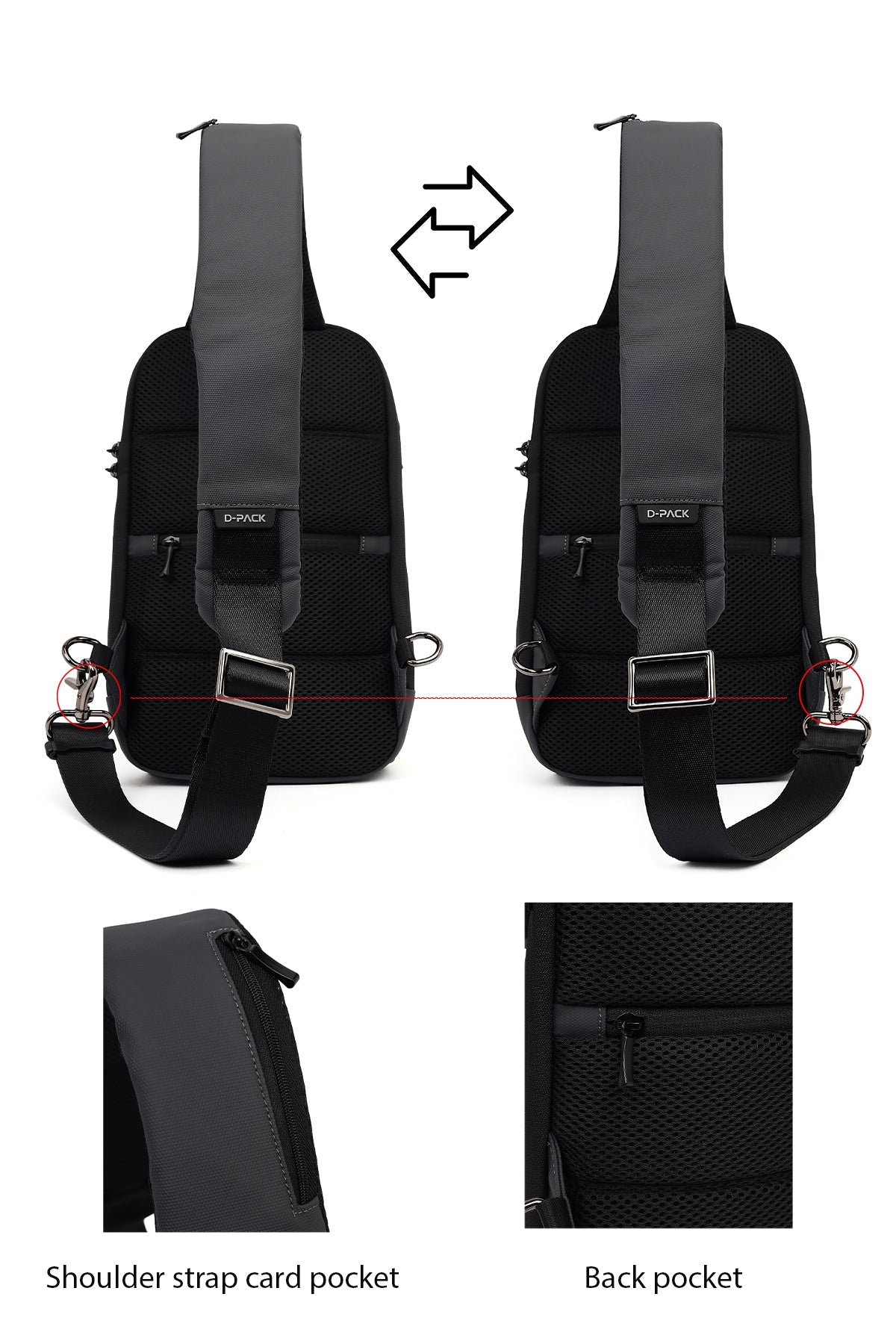 D-pack Erkek Gri Teknolojik Çapraz Çanta