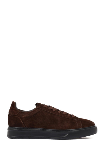 Erkek Kahverengi Bağcıklı Süet Deri Sneaker