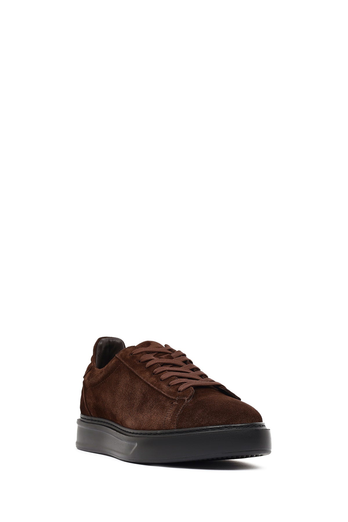 Erkek Kahverengi Bağcıklı Süet Deri Sneaker