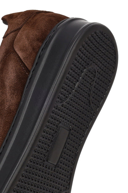 Erkek Kahverengi Bağcıklı Süet Deri Sneaker