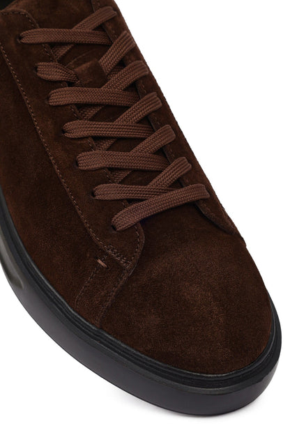 Erkek Kahverengi Bağcıklı Süet Deri Sneaker