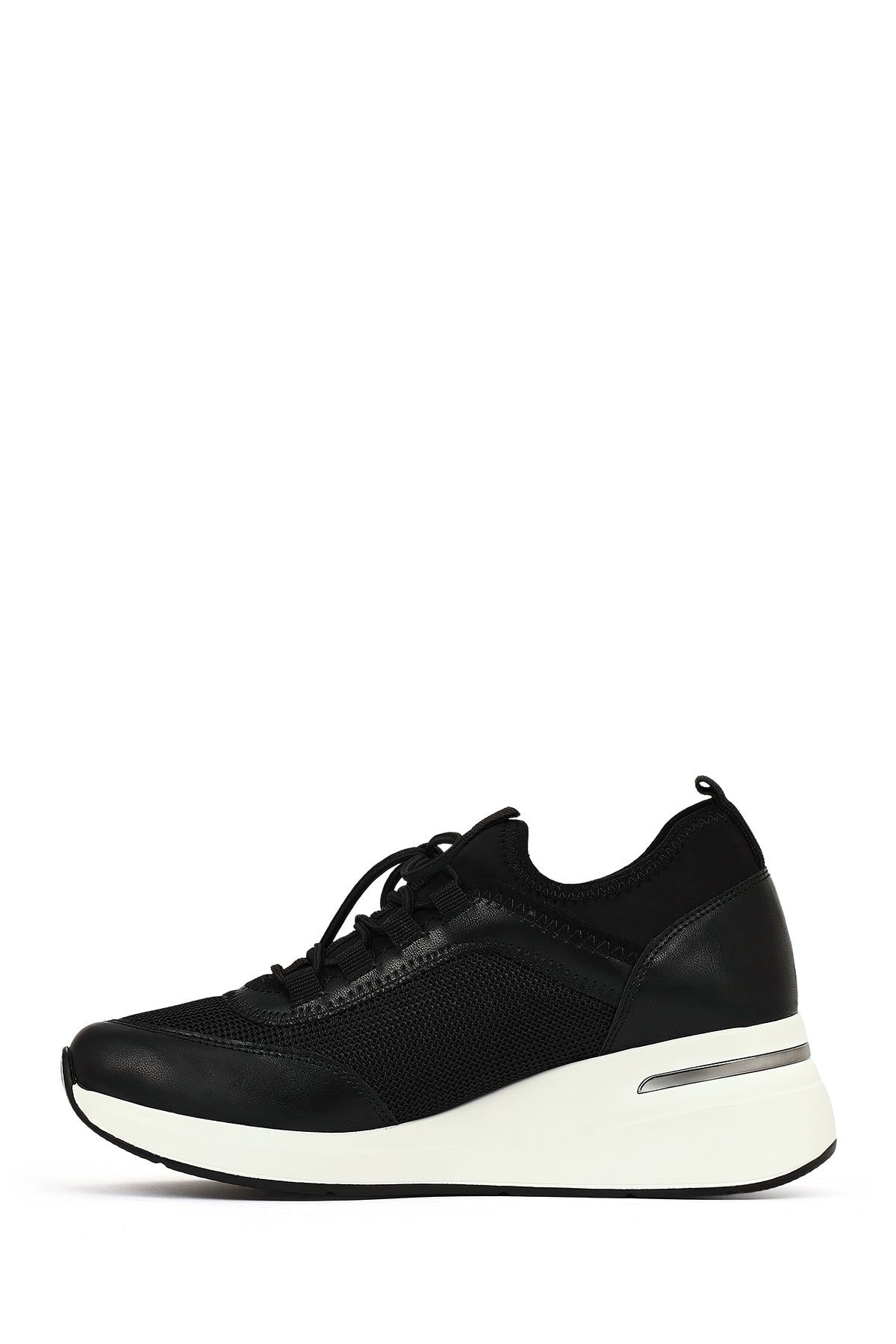 Kadın Siyah Bağcıklı Dolgu Topuklu Sneaker