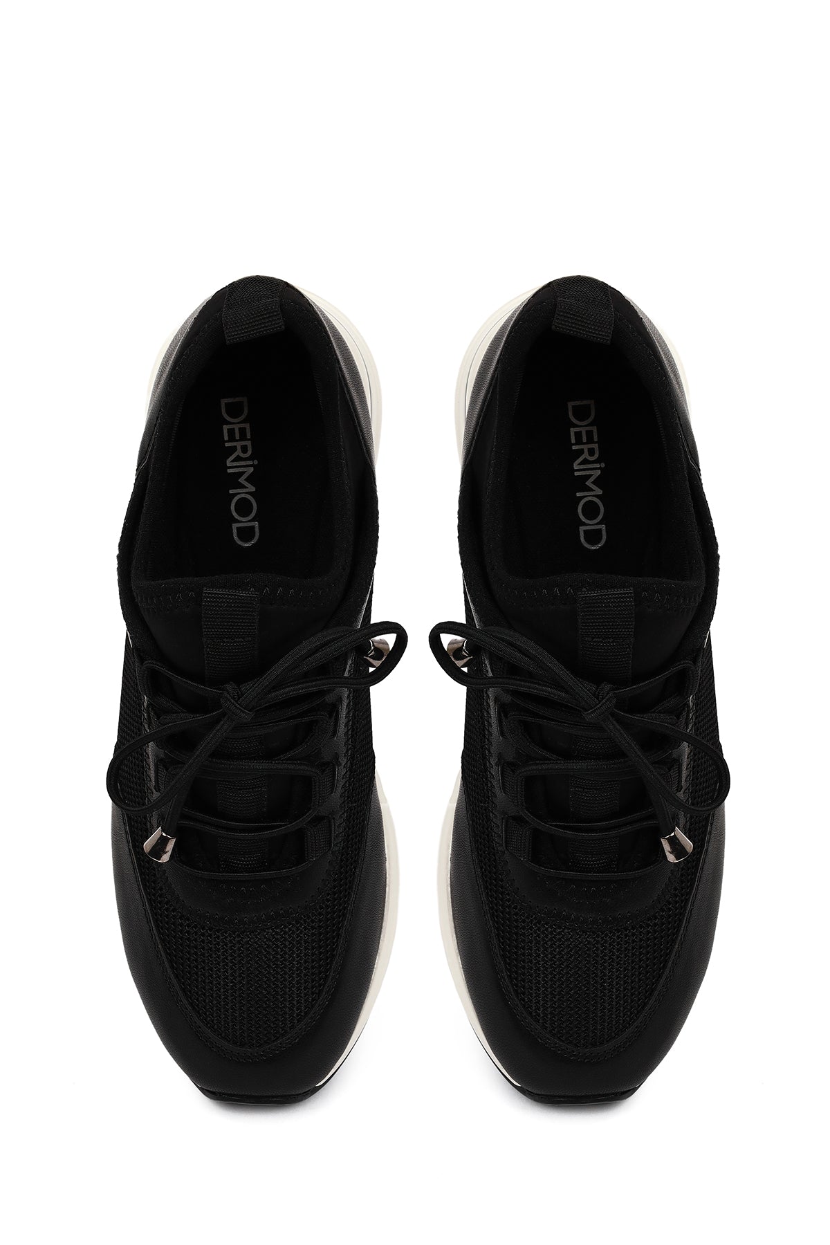 Kadın Siyah Bağcıklı Dolgu Topuklu Sneaker