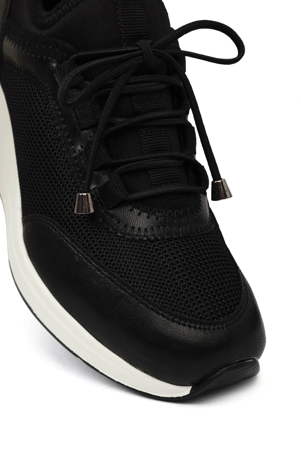 Kadın Siyah Bağcıklı Dolgu Topuklu Sneaker