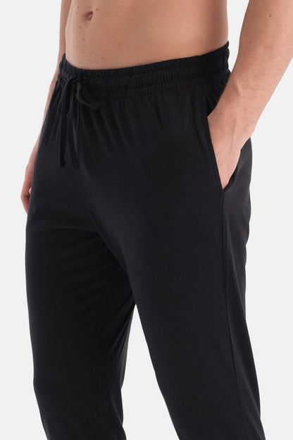 Bordo-siyah Pamuk Modal Örme Ikili Pijama Altı