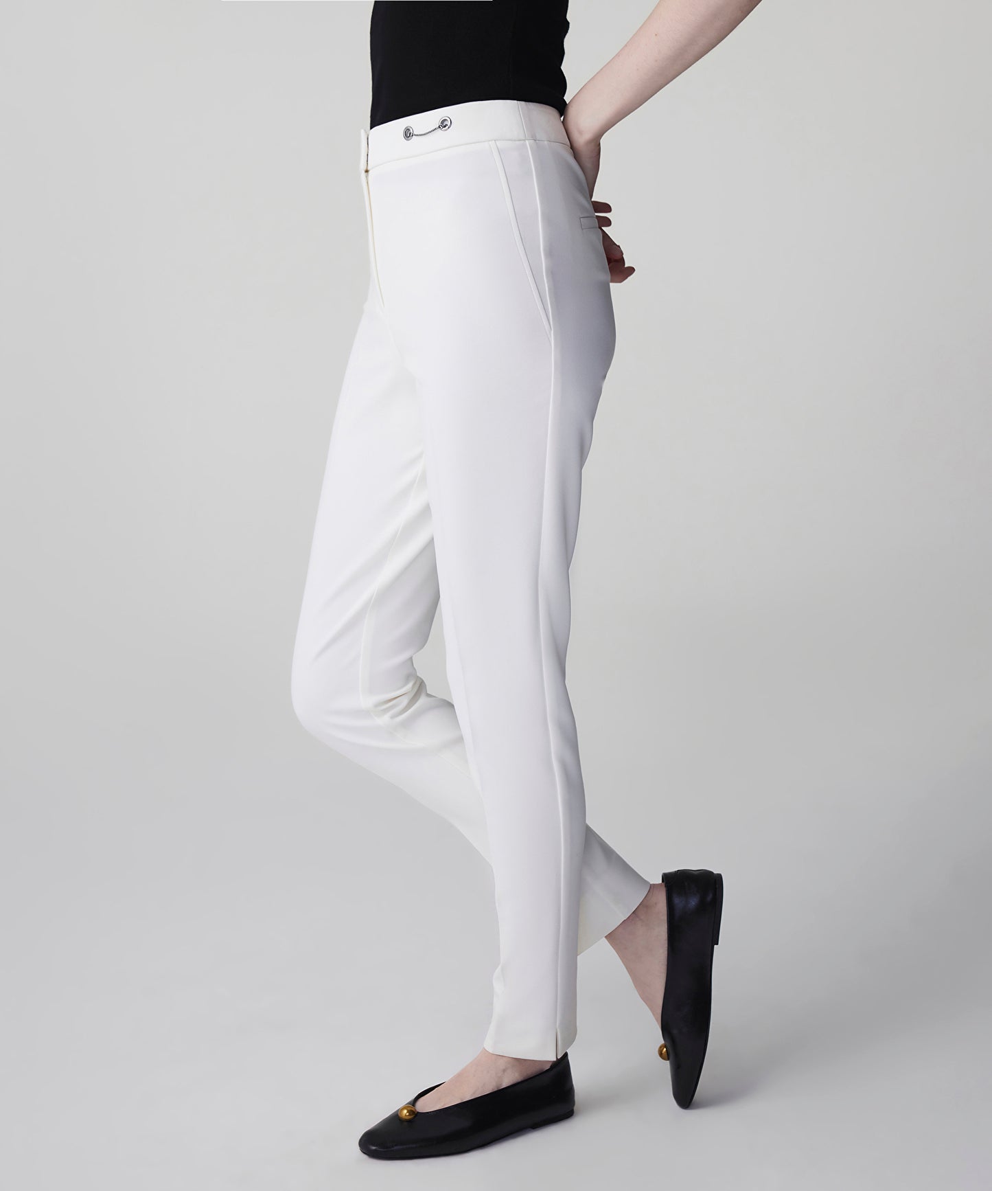 Metal Aksesuarlı Skinny Fit Pantolon
