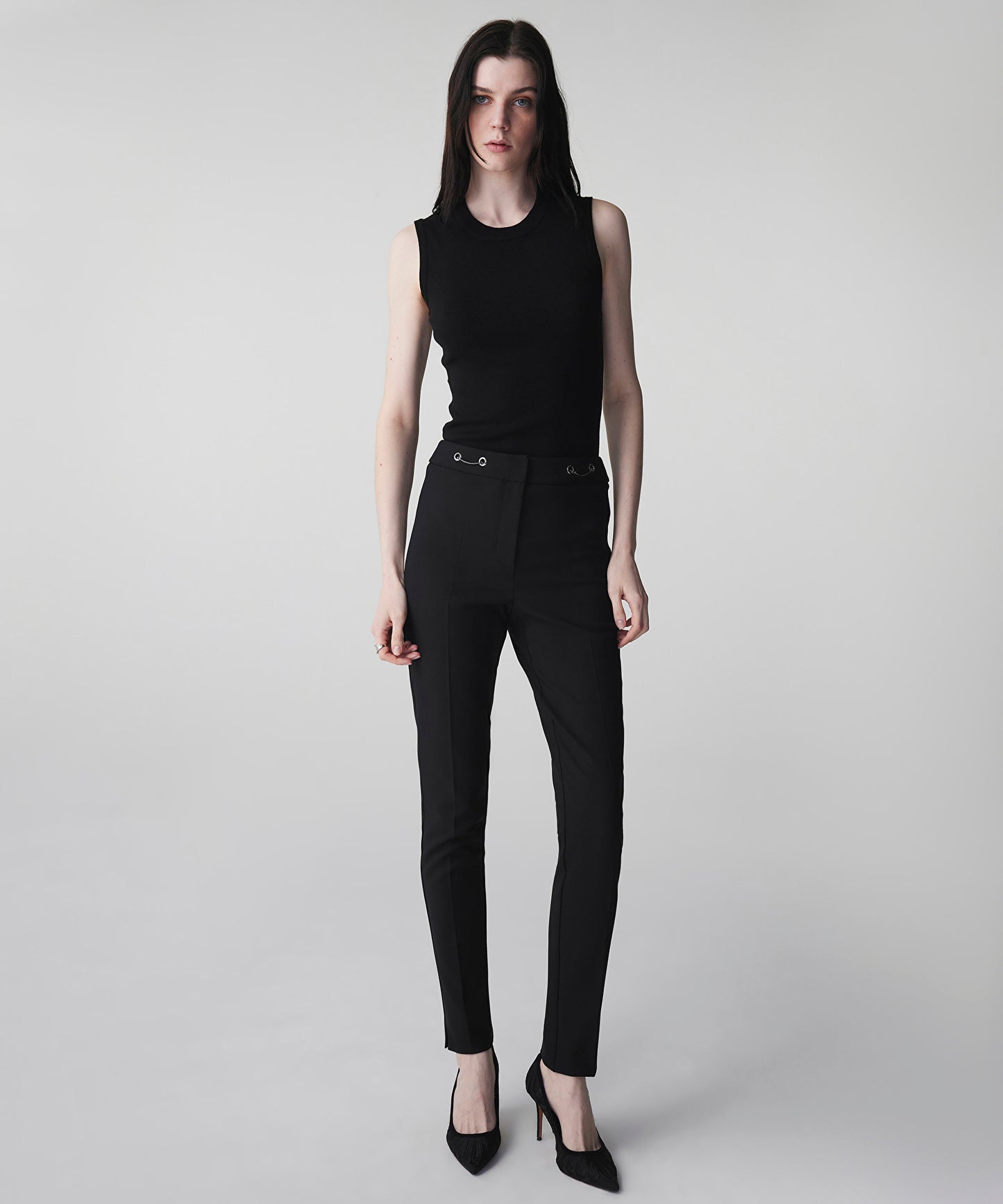Metal Aksesuarlı Skinny Fit Pantolon