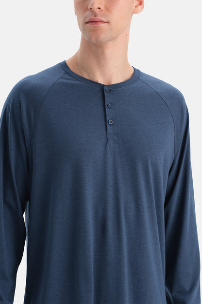 Lacivert Reglan Uzun Kollu Basıc Tişört Pantolon Pijama Takımı