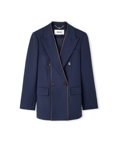 Kontrast Dikişli Kruvaze Blazer