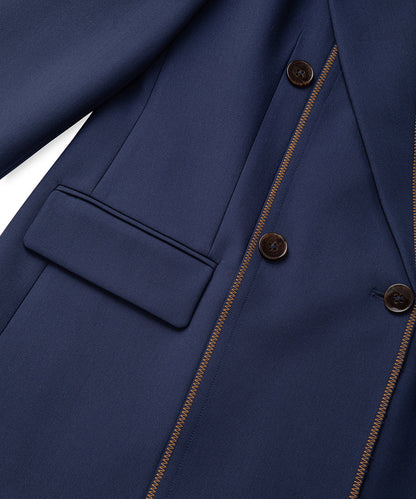 Kontrast Dikişli Kruvaze Blazer