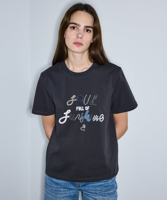 Slogan Nakışlı Tişört