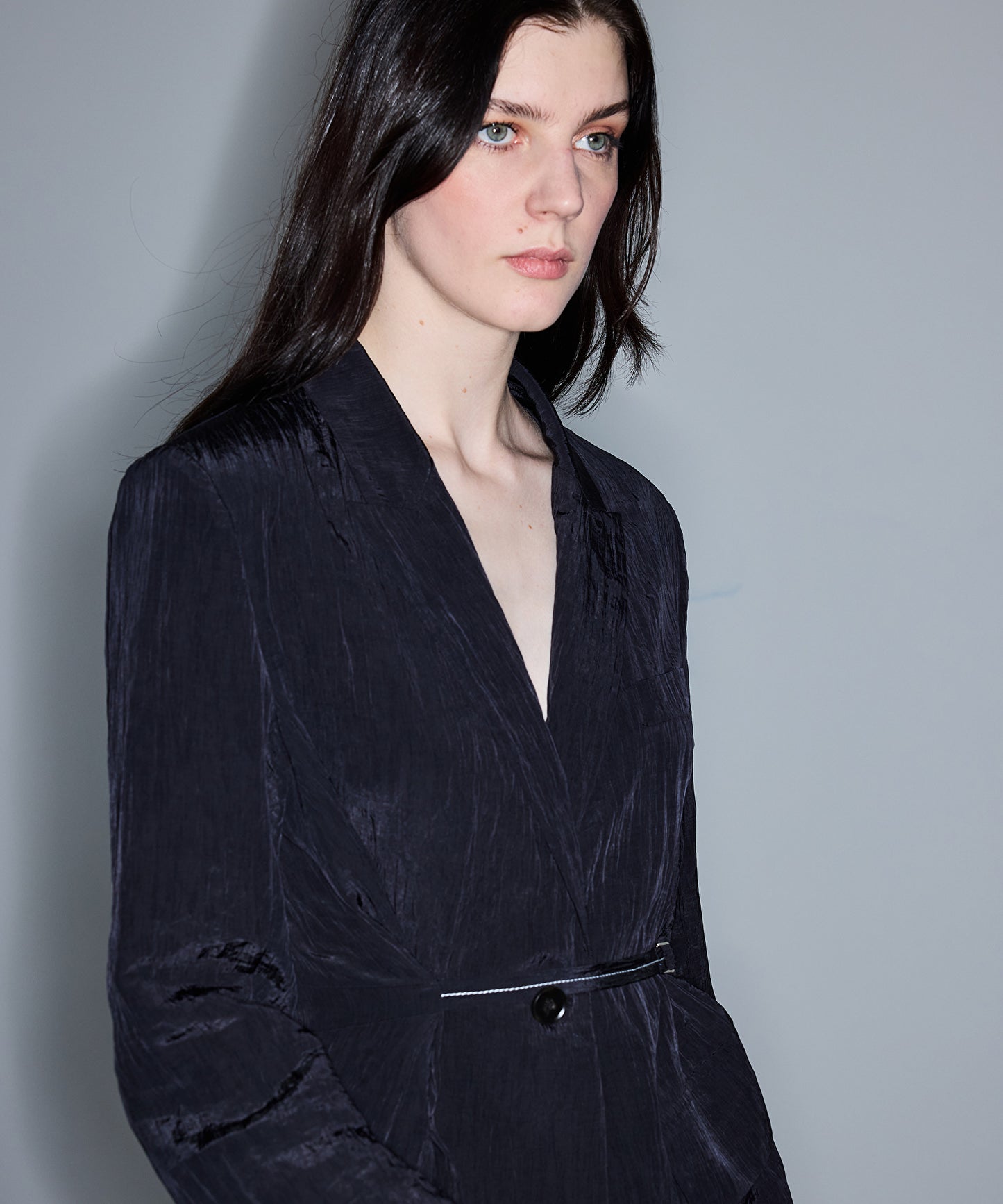 Kırışık Efektli Vatkalı Blazer