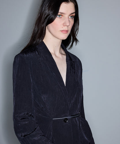 Kırışık Efektli Vatkalı Blazer