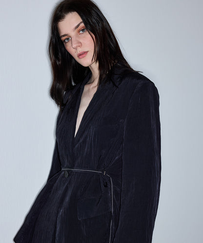Kırışık Efektli Vatkalı Blazer