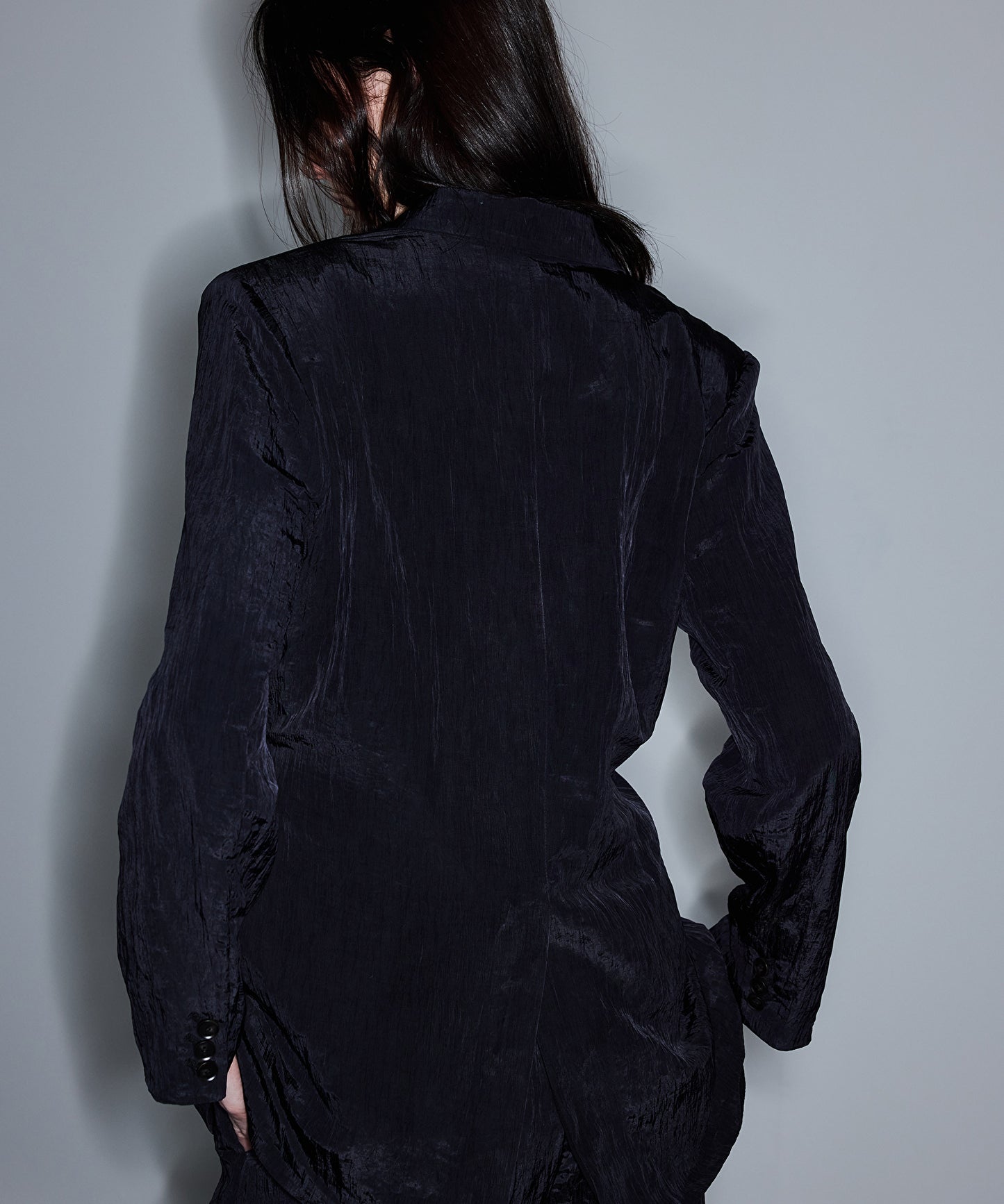 Kırışık Efektli Vatkalı Blazer