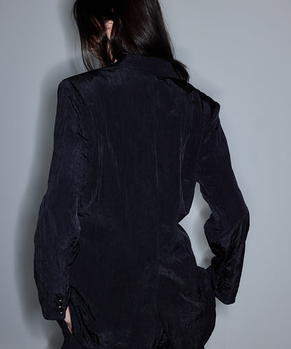 Kırışık Efektli Vatkalı Blazer