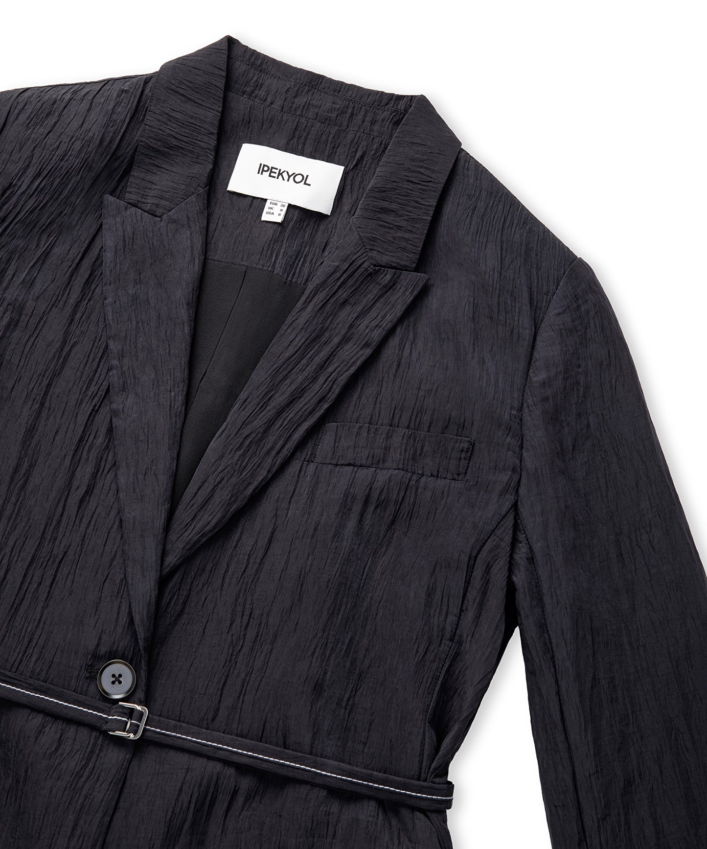 Kırışık Efektli Vatkalı Blazer