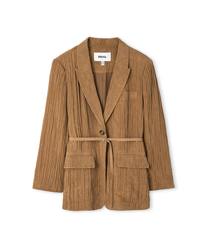 Kırışık Efektli Vatkalı Blazer
