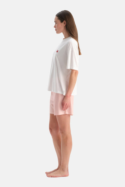 Baski Detayli Tişört Şort Takim