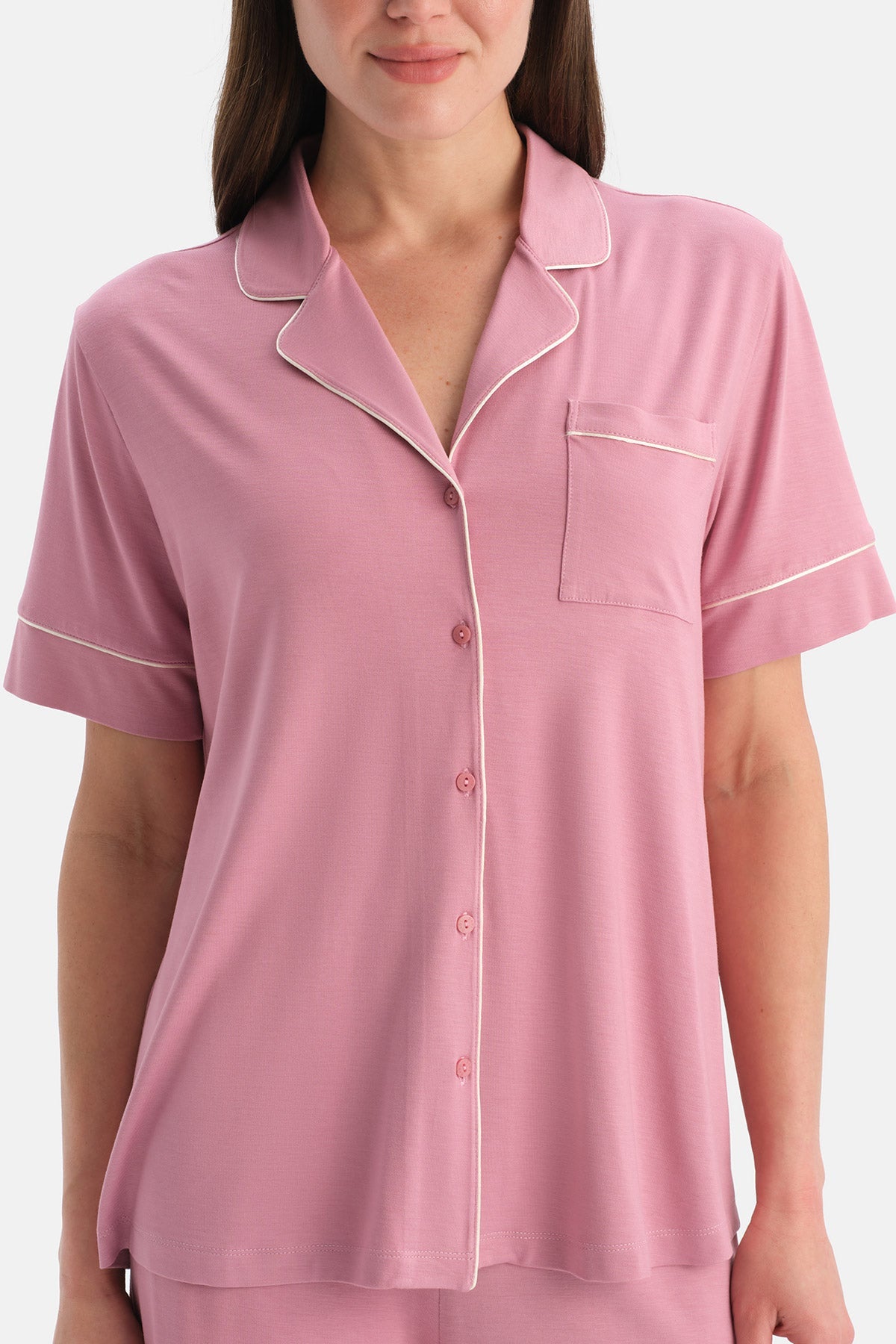 Biyeli Pamuk Modal Gömlek Şort Takim