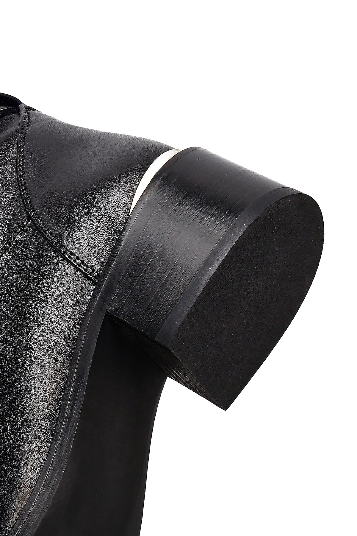 Kadın Siyah Fermuarlı Deri Çizme