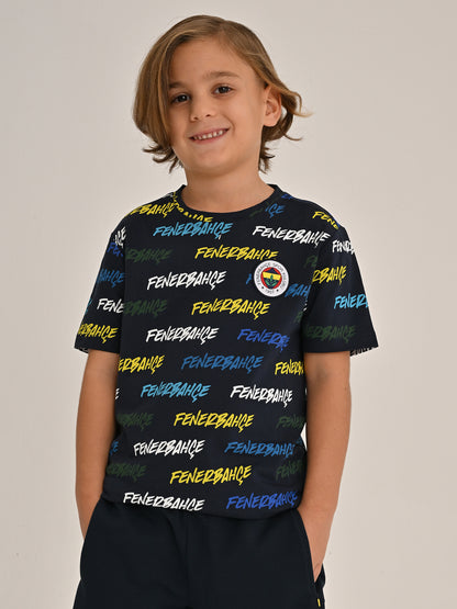 Fenerbahçe Lacivert Tribün Pattern Çocuk Tshirt