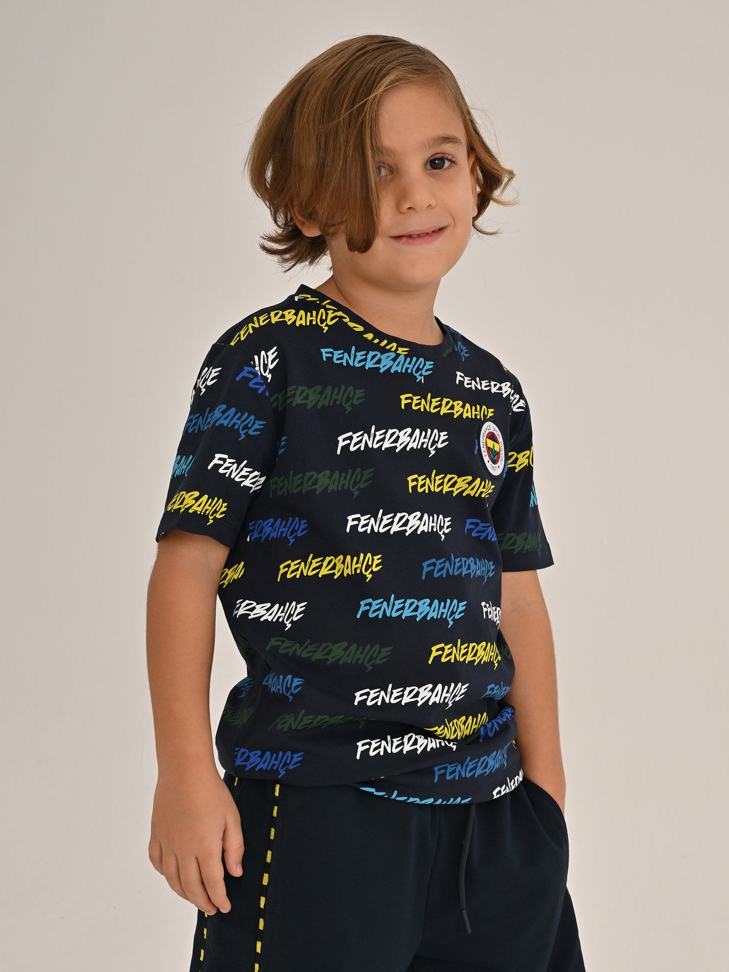 Fenerbahçe Lacivert Tribün Pattern Çocuk Tshirt