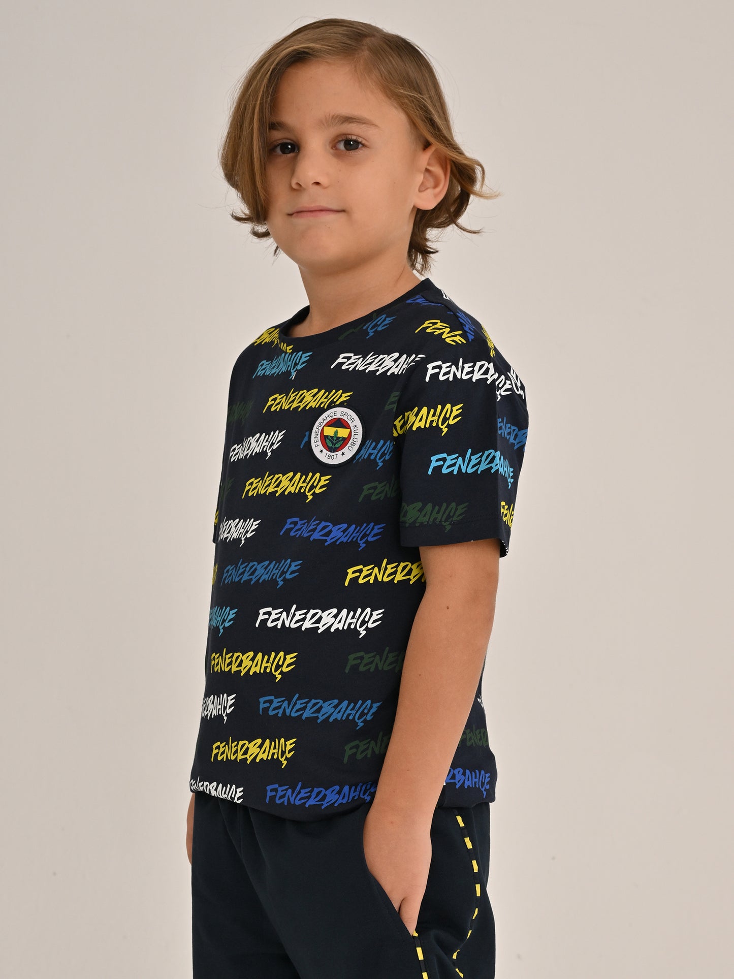 Fenerbahçe Lacivert Tribün Pattern Çocuk Tshirt