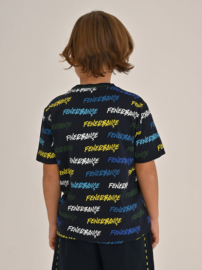 Fenerbahçe Lacivert Tribün Pattern Çocuk Tshirt