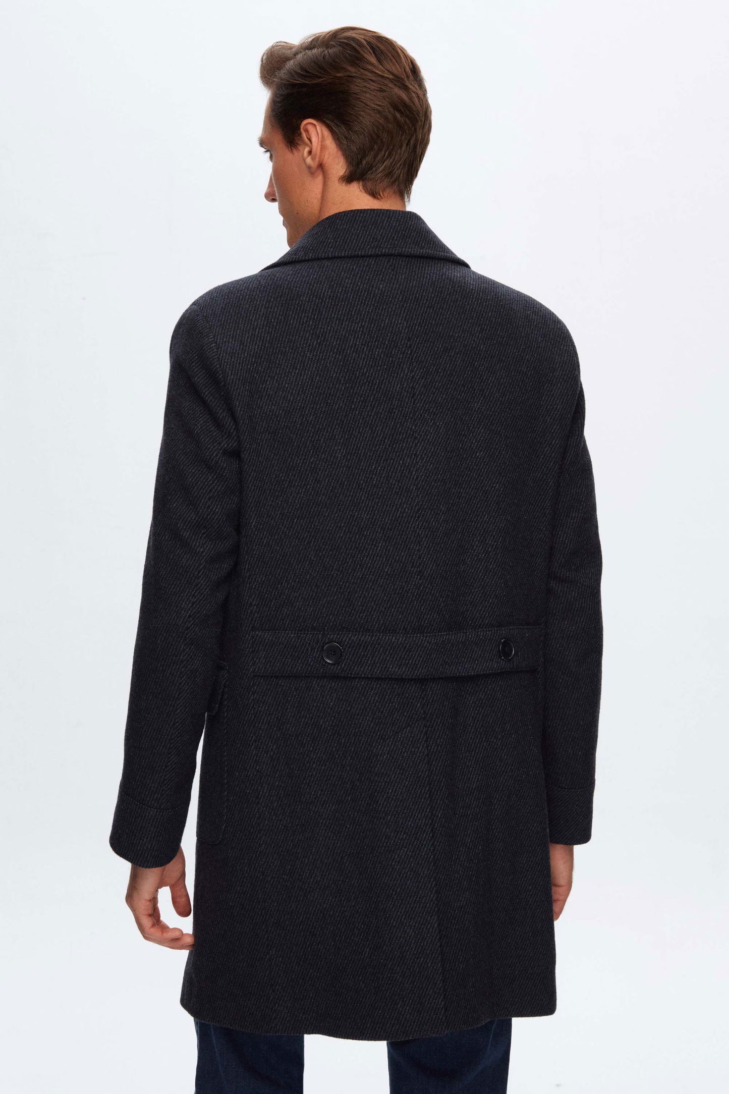 Damat Regular Fit Lacivert Yün Karışımlı Successori Reda Palto