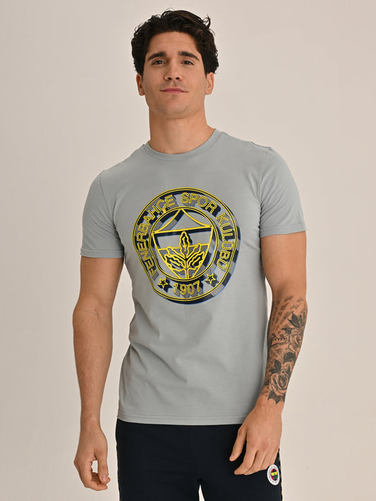 Fenerbahçe Gri Tribün Katmanlı Logo Erkek Tshirt