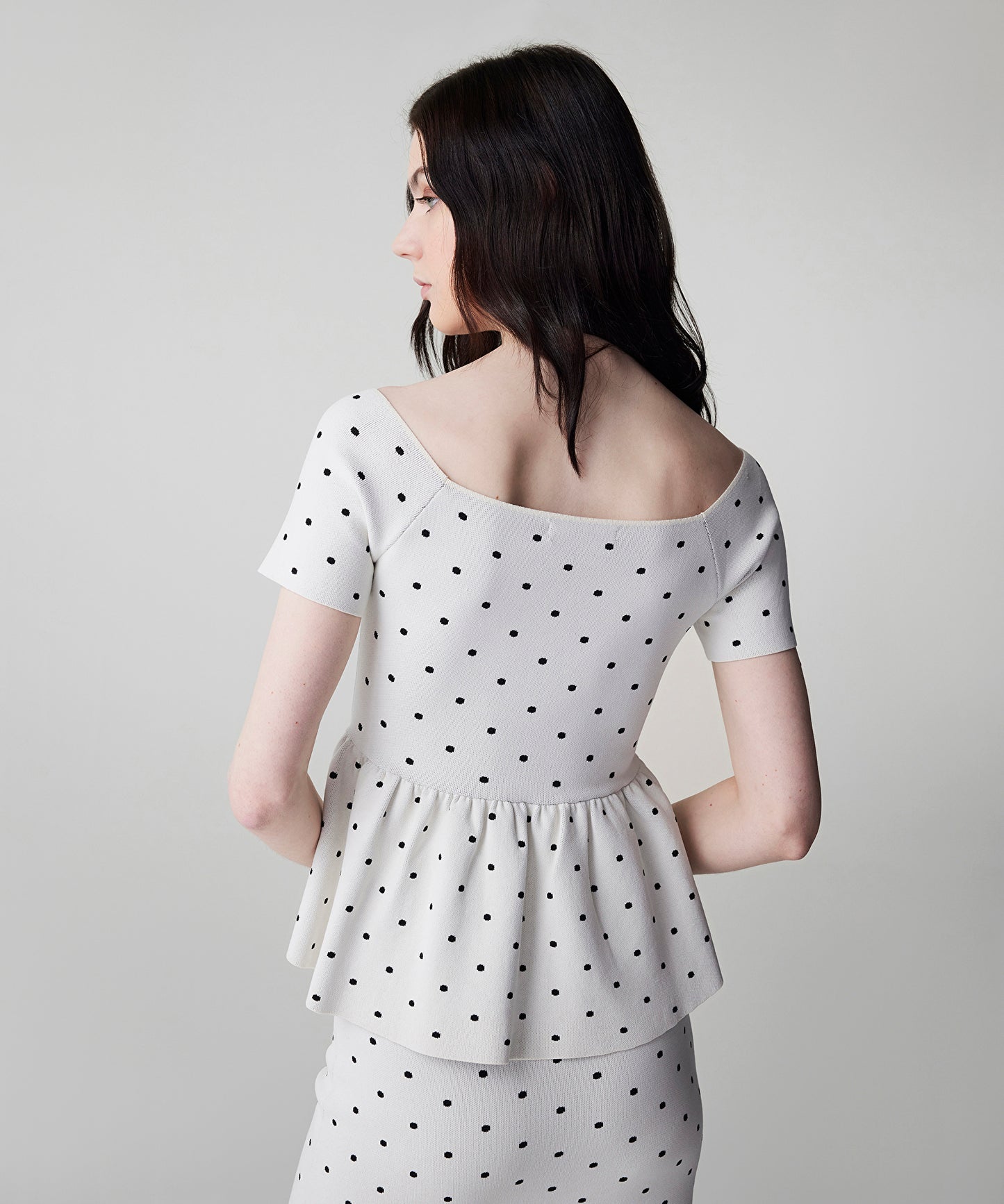 Puantiye Desen Peplum Triko