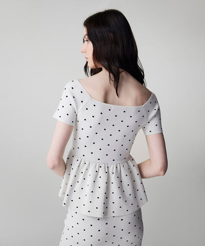 Puantiye Desen Peplum Triko