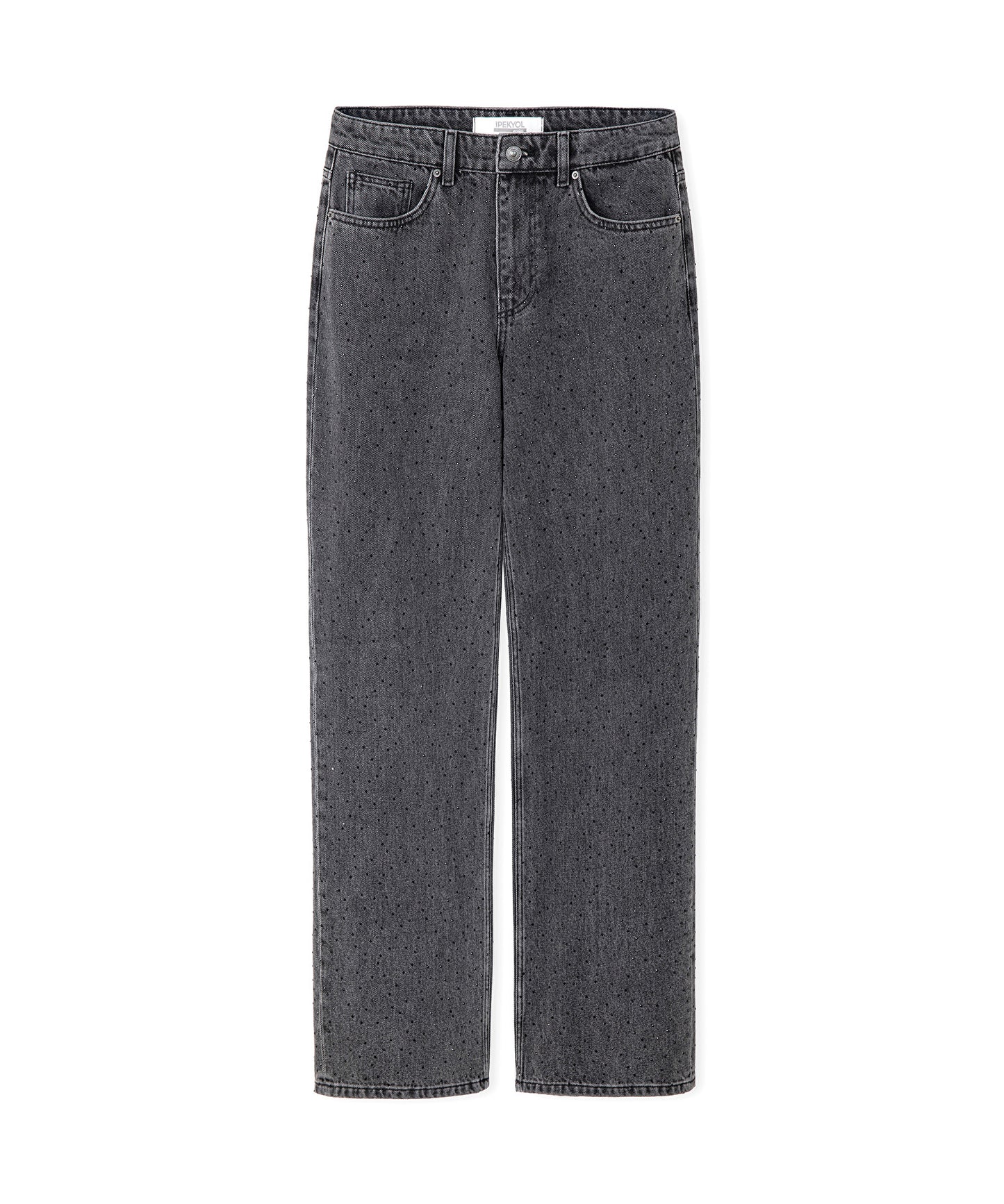 Hotfix Baskılı Wide Leg Jean Pantolon