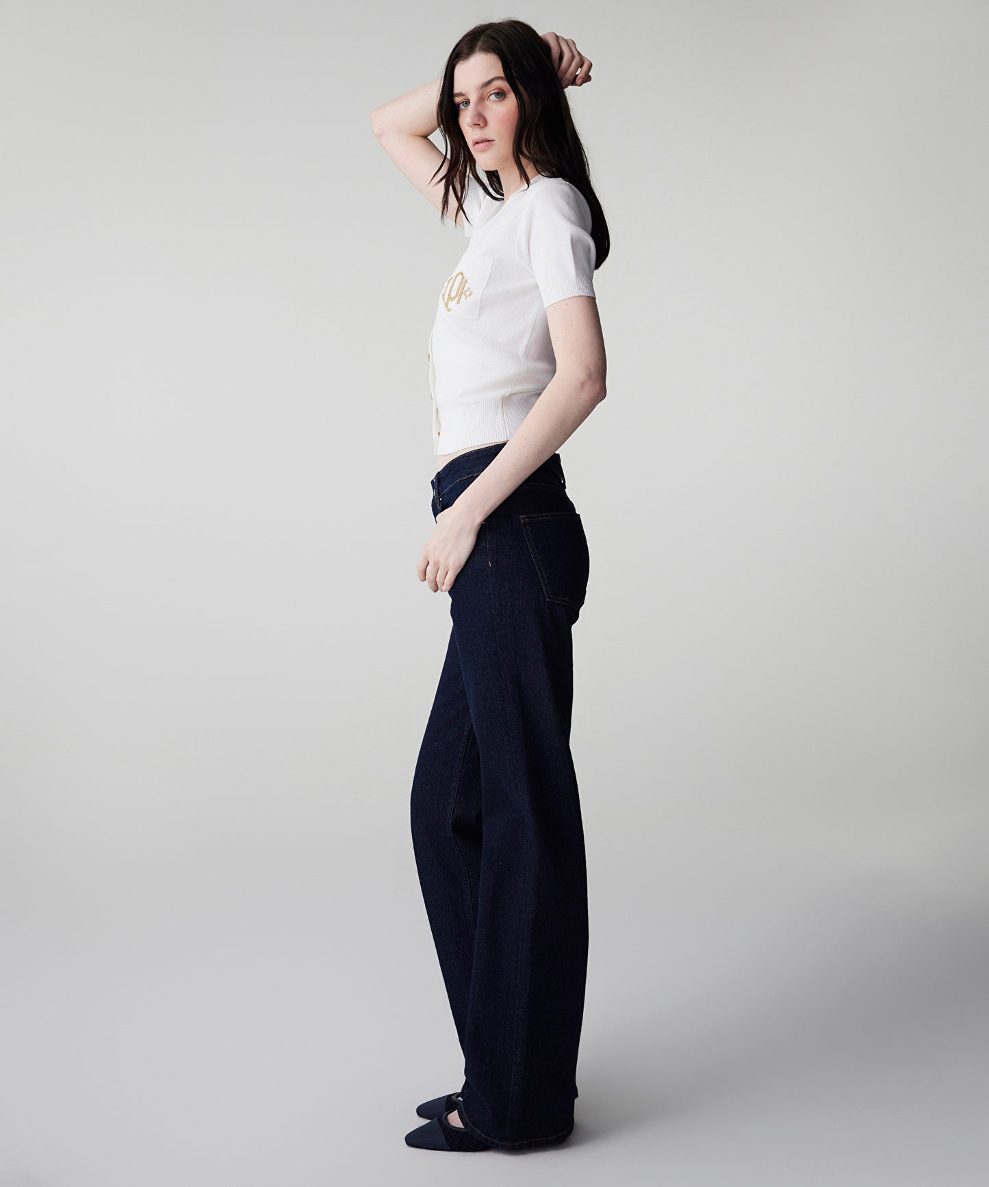 Kontrast Dikişli Straight Jean Pantolon