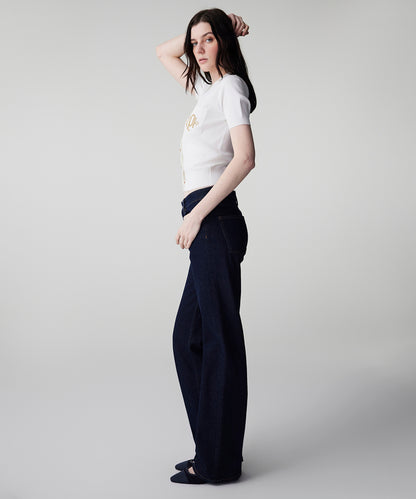 Kontrast Dikişli Straight Jean Pantolon