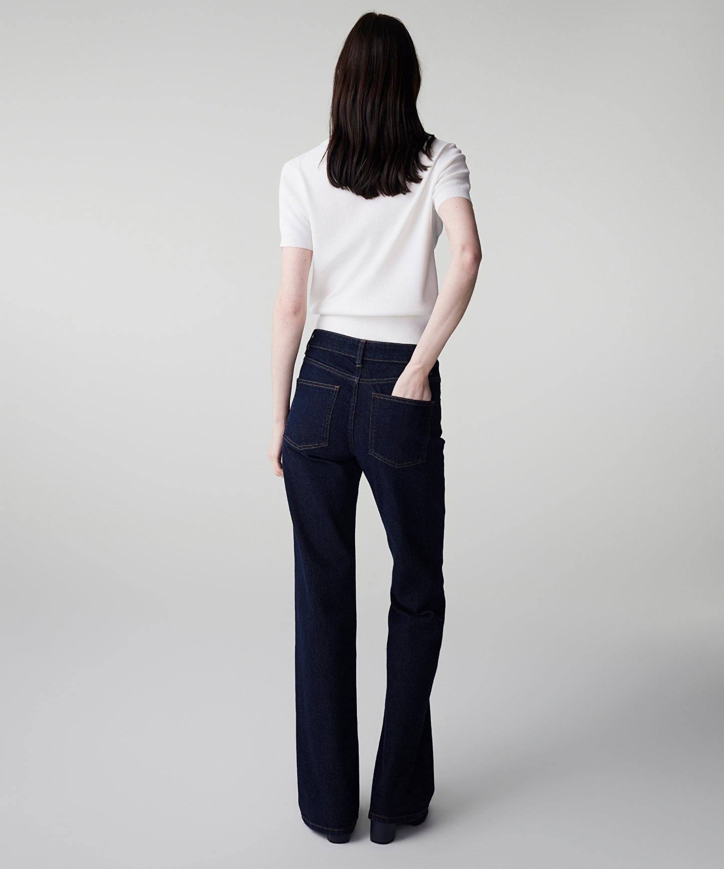 Kontrast Dikişli Straight Jean Pantolon