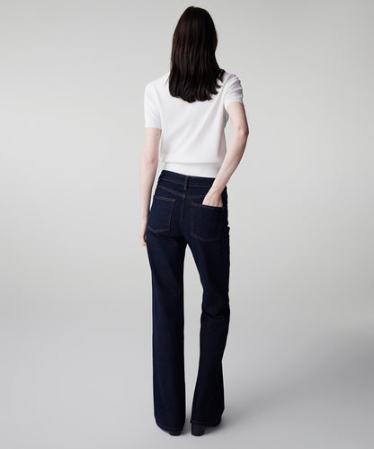 Kontrast Dikişli Straight Jean Pantolon