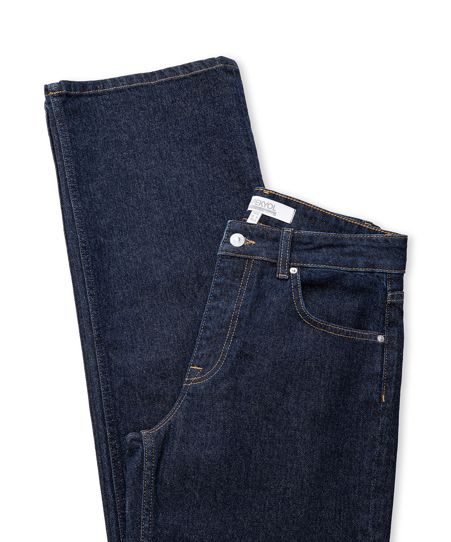 Kontrast Dikişli Straight Jean Pantolon