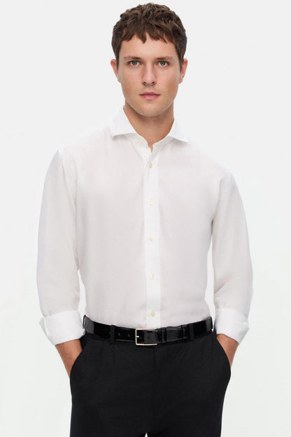 Damat Slim Fit Beyaz Düz Gömlek