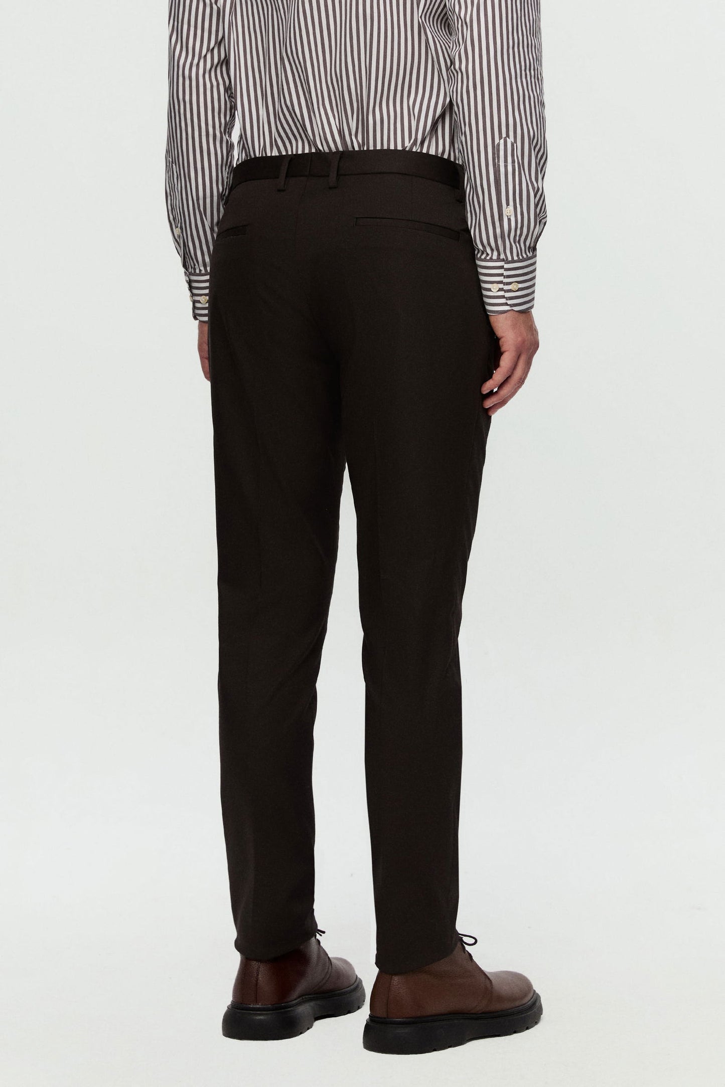 Damat Slim Fit Kahverengi Flanel Kumaş Pantolon