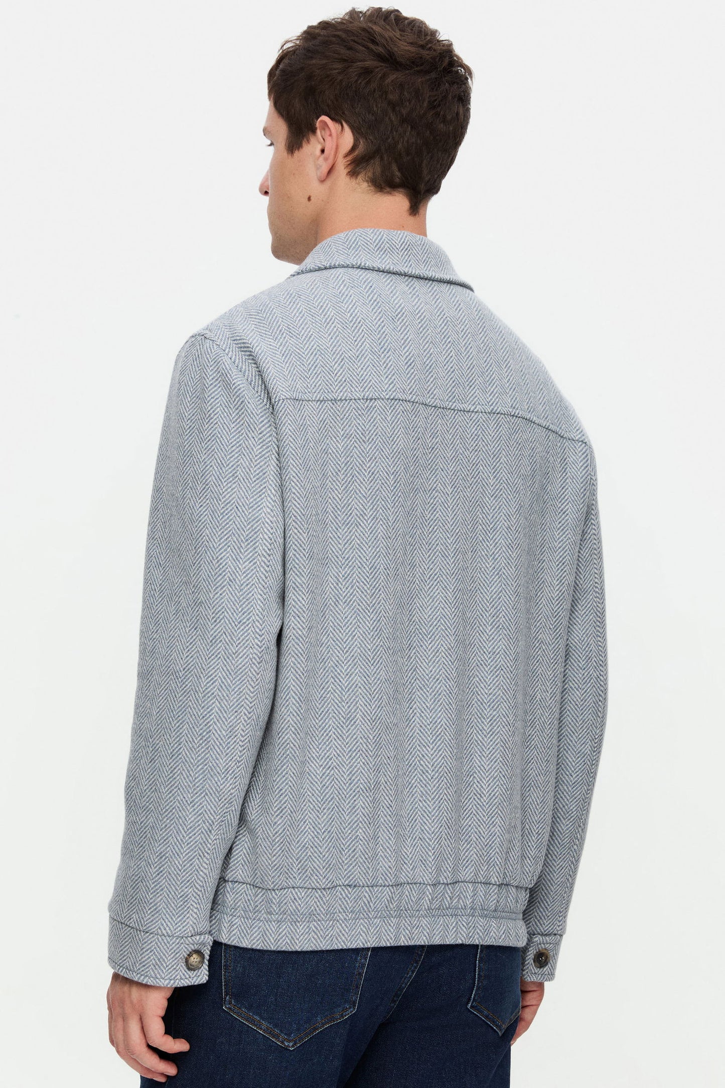 Damat Regular Fit Gri Balıksırtı Mont