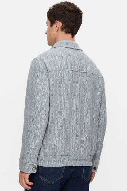 Damat Regular Fit Gri Balıksırtı Mont