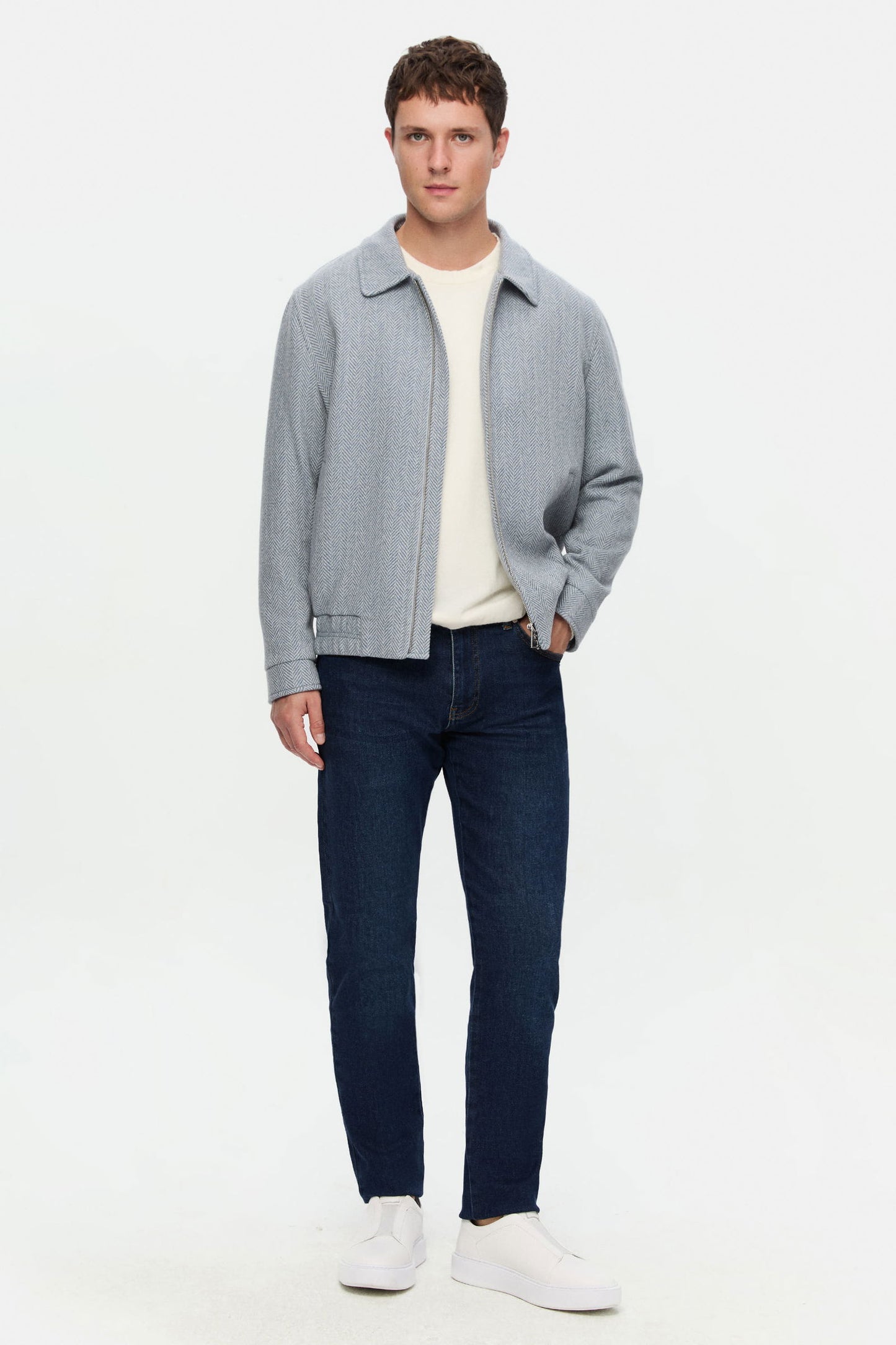 Damat Regular Fit Gri Balıksırtı Mont