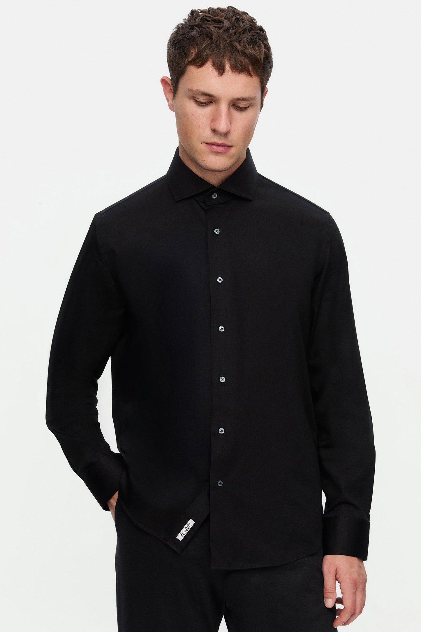 Damat Slim Fit Siyah Düz Gömlek